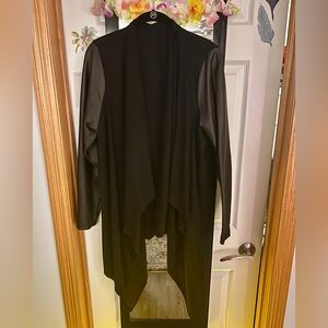 Black cardigan with faux leather sleeves